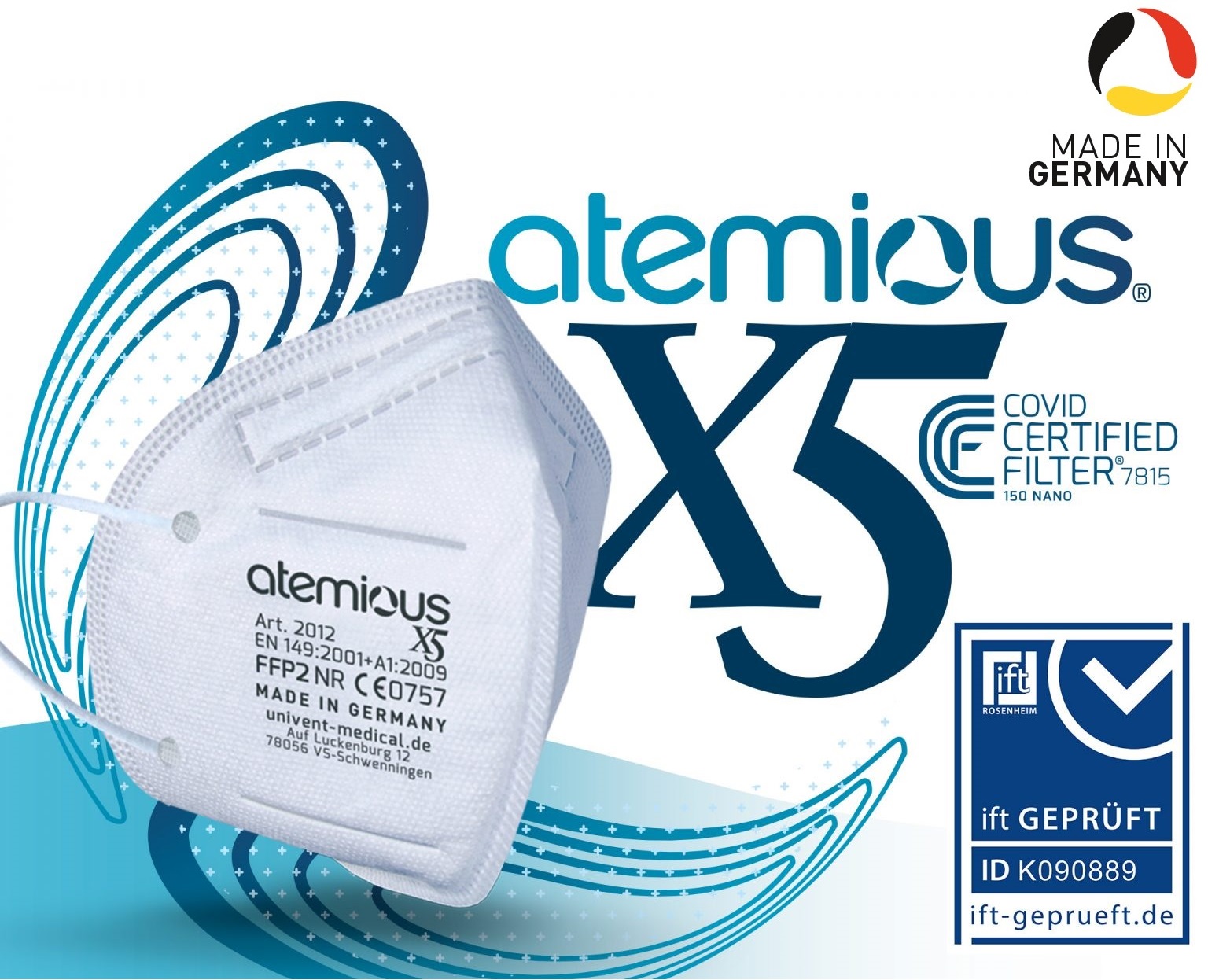 Atemious X5 Atemschutzmask, Made in Germany